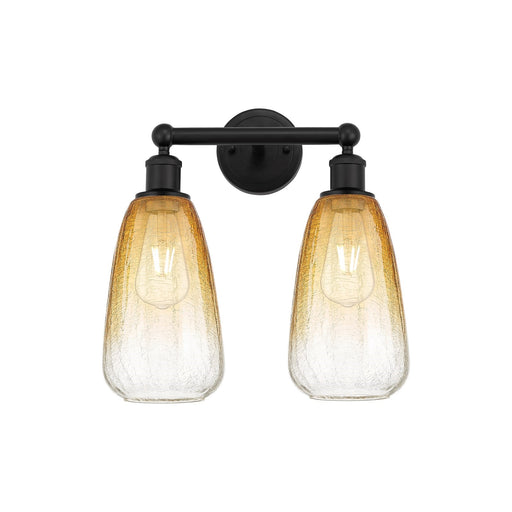Innovations Brookhaven Almond 15in 2-Light Bath Vanity | Industrial Matte Black Steel and Amber Glass | Bathroom Vanity | 15 x | Model 616-2W-BK-G480-6AM