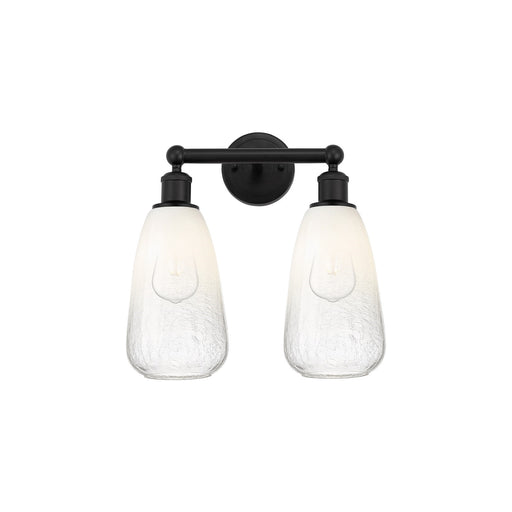 Innovations Brookhaven Almond 15in 2-Light Bath Vanity | Industrial Modern Contempo Matte Black Steel and Opal Glass | Damp | Model 616-2W-BK-G480-6OP