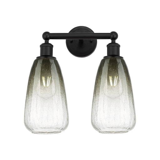 Innovations Brookhaven Almond 15in 2-Light Bath Vanity | Industrial Matte Black Steel and Slate Glass | Bathroom Vanity & | Model 616-2W-BK-G480-6SL