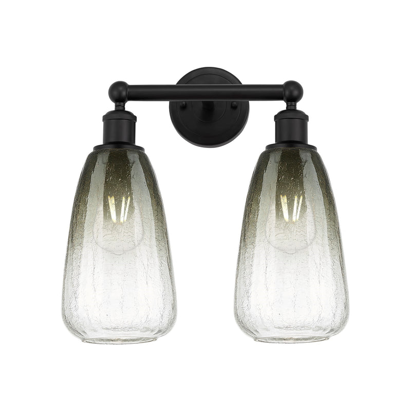 Innovations Brookhaven Almond 15in 2-Light Bath Vanity | Industrial Matte Black Steel and Slate Glass | Bathroom Vanity & | Model 616-2W-BK-G480-6SL