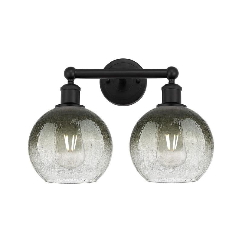 Innovations Brookhaven Globe 17in 2-Light Bath Vanity | Industrial Matte Black Steel and Slate Glass | Bathroom & Powder Room | Model 616-2W-BK-G483-8SL