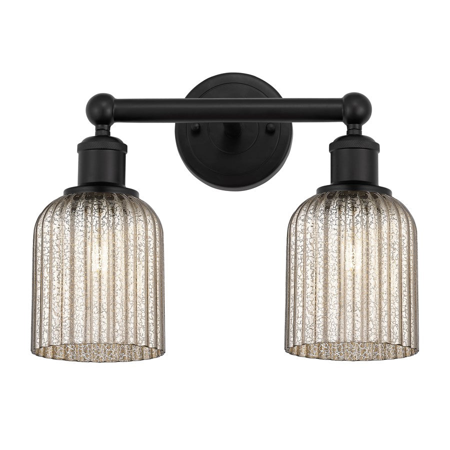 Innovations Edison Bridal Veil 2Lt 14" Bath, Black/Mercury - 616-2W-BK-G559-5ME