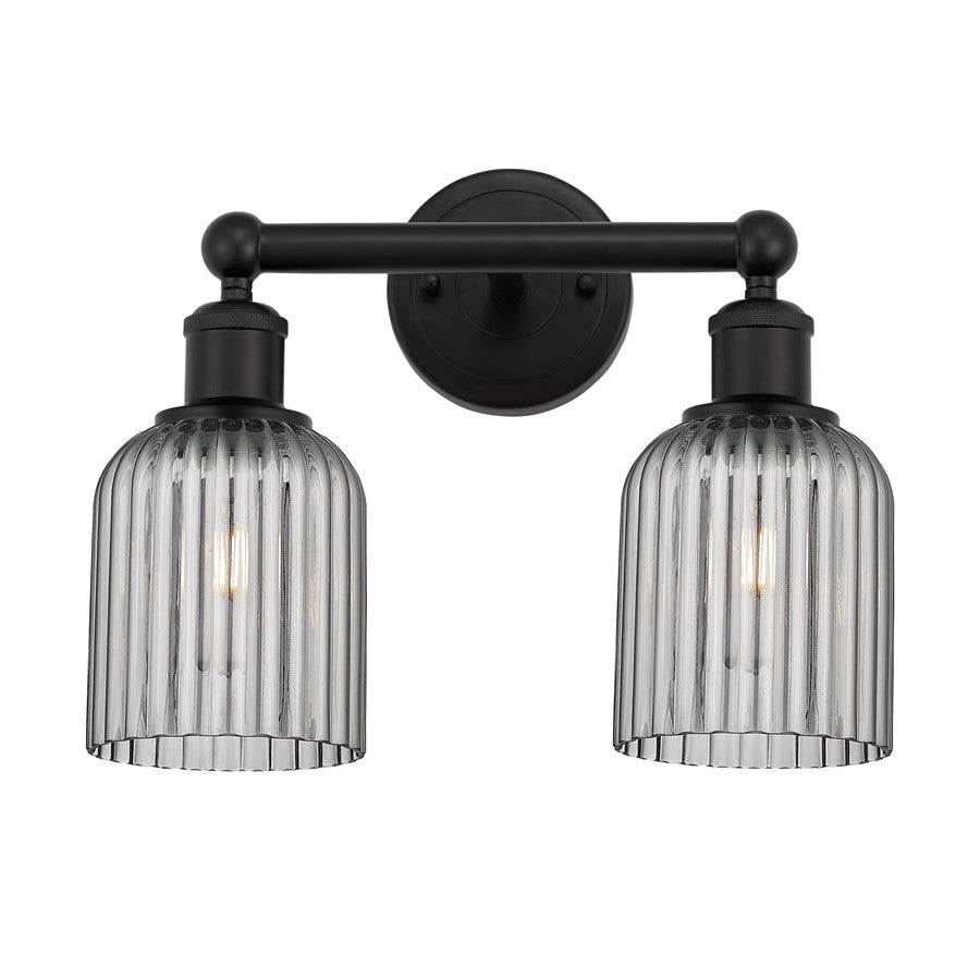 Innovations Edison Bridal Veil 2Lt 14" Bath, Black/Smoke - 616-2W-BK-G559-5SM