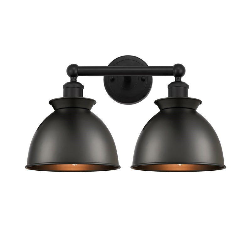 Innovations Adirondack 17in 2-Light Bath Vanity Light | Industrial Farmhouse Matte Black Steel and Cast Brass with Matte Black | Model 616-2W-BK-M14-BK