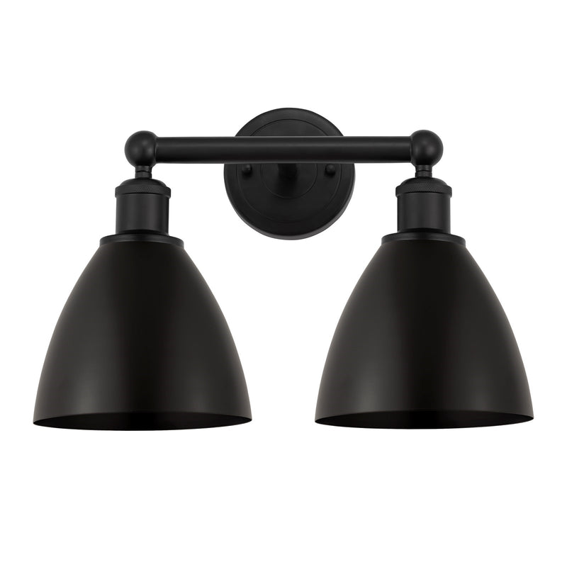 Innovations Bristol 17in 2-Light Bath Vanity Light | Industrial Matte Black Metal | Kitchen & Bathroom | 16.5 x 11.75 x 8.25 in | Model 616-2W-BK-MBD-75-BK