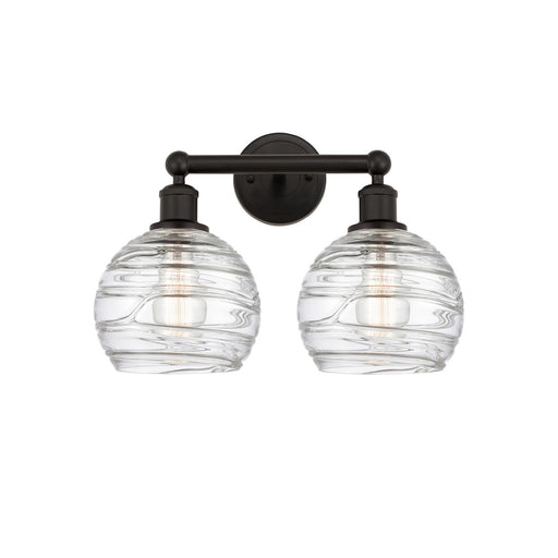 Innovations Athens Deco Swirl 17in 2-Light Bath Vanity Light | Industrial Oil Rubbed Bronze Steel and Clear Deco Swirl Glass | Model 616-2W-OB-G1213-8CL