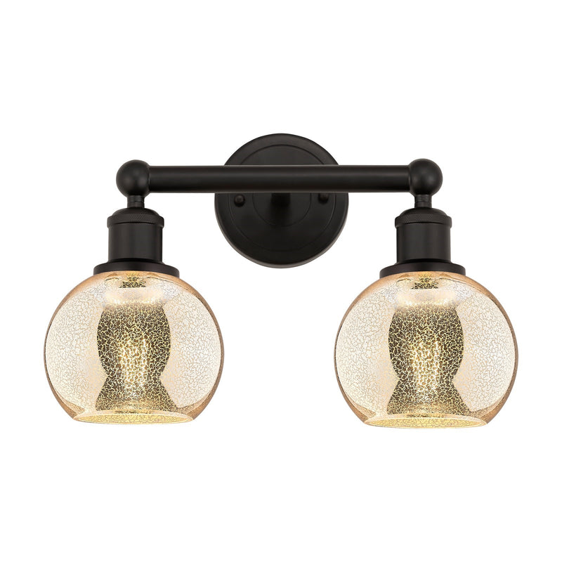 Innovations Athens 15in 2-Light Bath Vanity | Industrial Oil Rubbed Bronze Steel and Mercury Glass | Bathroom Vanity Light | Model 616-2W-OB-G128-6