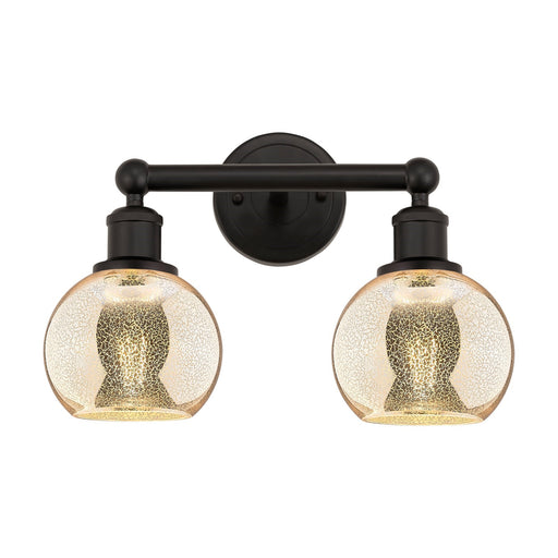 Innovations Athens 15in 2-Light Bath Vanity | Industrial Oil Rubbed Bronze Steel and Mercury Glass | Bathroom Vanity Light | Model 616-2W-OB-G128-6