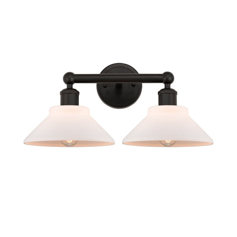 Innovations Orwell 17in 2-Light Bath Vanity Light | Industrial Oil Rubbed Bronze Steel and Matte White Glass | Bathroom Vanity | Model 616-2W-OB-G131