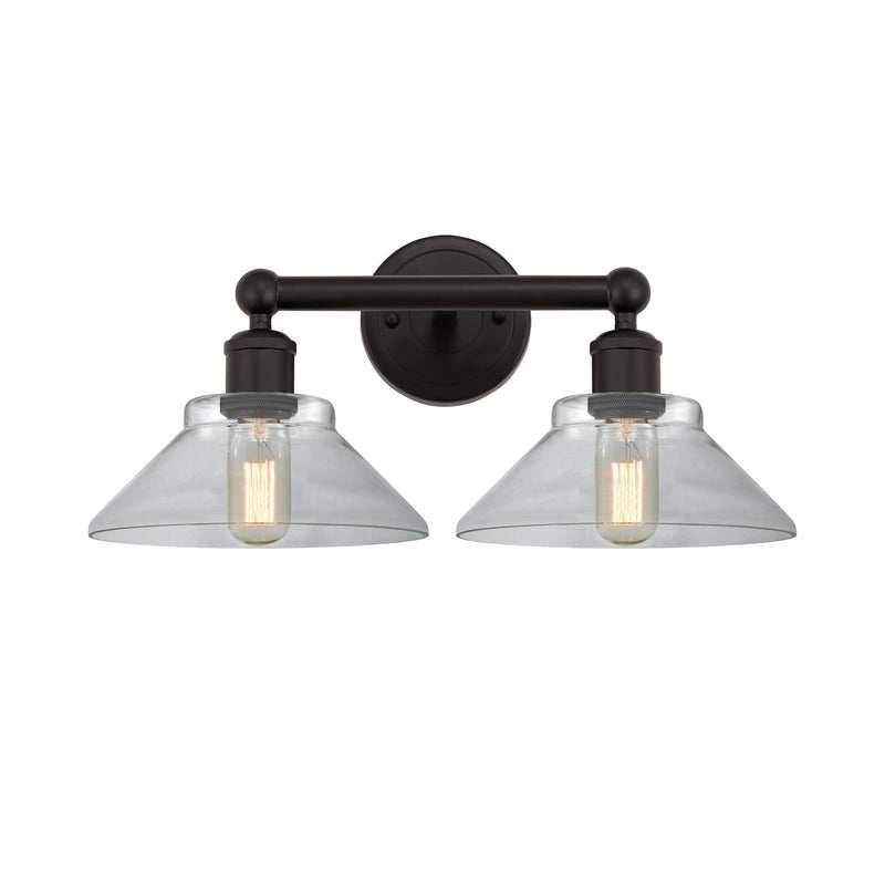 Innovations Orwell 17in 2-Light Bath Vanity Light | Industrial Oil Rubbed Bronze Steel and Clear Cone Glass | Bathroom Vanity | Model 616-2W-OB-G132