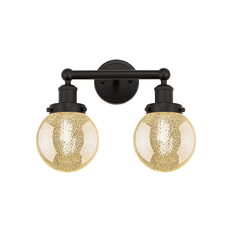 Innovations Beacon 15in 2-Light Bath Vanity Light | Industrial Oil Rubbed Bronze Steel and Mercury Glass | Bathroom Vanity | 15 x | Model 616-2W-OB-G208-6