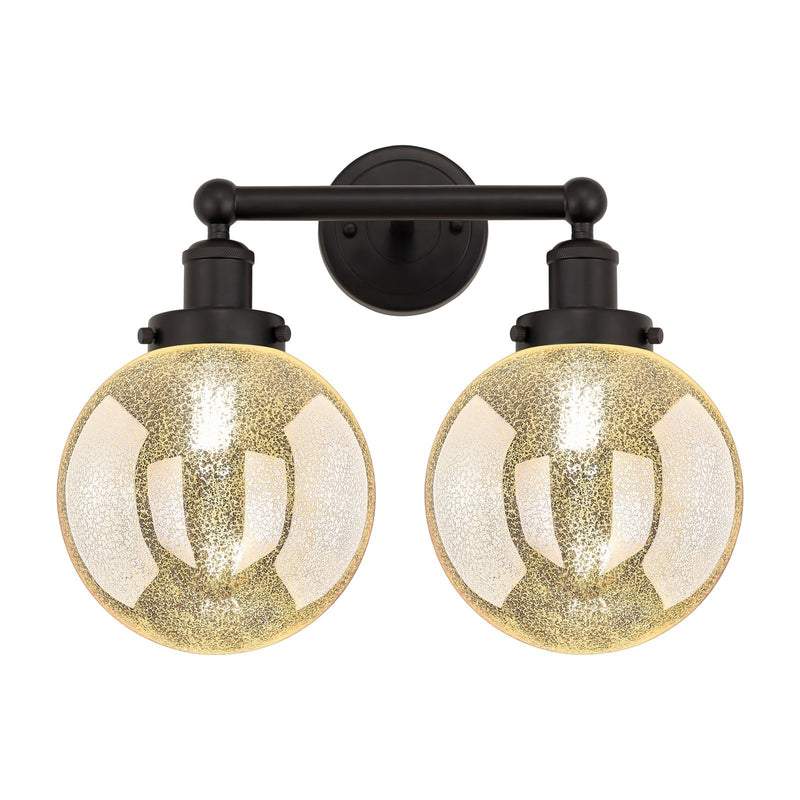 Innovations Beacon 17in 2-Light Bath Vanity Light | Industrial Oil Rubbed Bronze Steel and Mercury Ribbed Glass | Bathroom Vanity | Model 616-2W-OB-G208-8