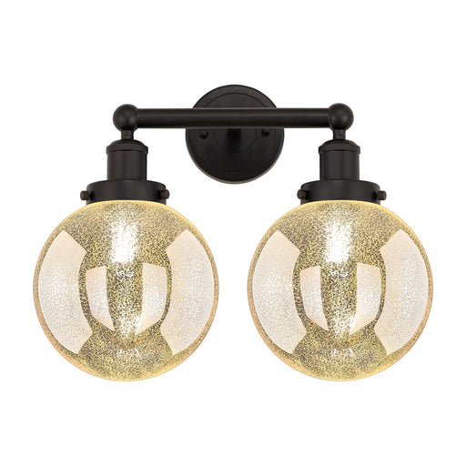 Innovations Beacon 17in 2-Light Bath Vanity Light | Industrial Oil Rubbed Bronze Steel and Mercury Ribbed Glass | Bathroom Vanity | Model 616-2W-OB-G208-8