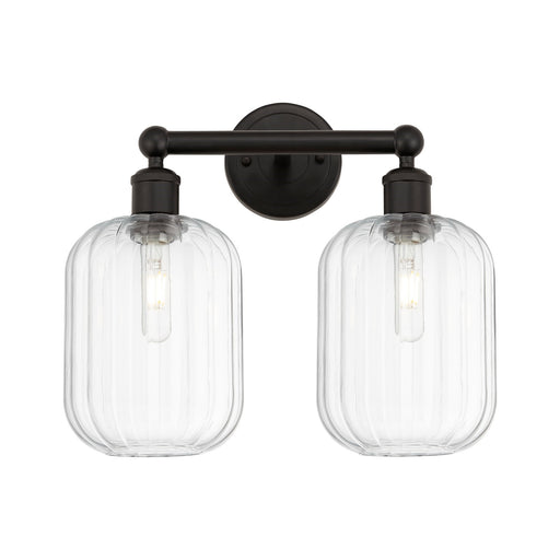 Innovations Preston Cylinder 16in 2-Light Bath Vanity | Industrial Oil Rubbed Bronze Steel and Clear Glass | Bathroom Vanity | Model 616-2W-OB-G460-7CL