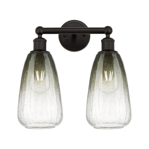 Innovations Brookhaven Almond 15in 2-Light Bath Vanity Light | Industrial Oil Rubbed Bronze Steel and Slate Glass | Damp Rated | Model 616-2W-OB-G480-6SL