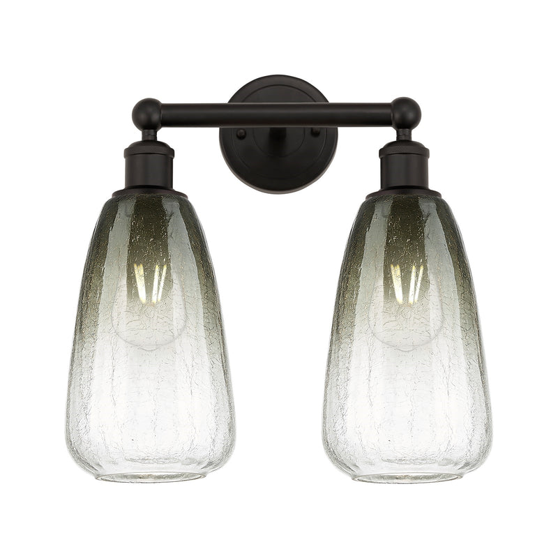 Innovations Brookhaven Almond 15in 2-Light Bath Vanity Light | Industrial Oil Rubbed Bronze Steel and Slate Glass | Damp Rated | Model 616-2W-OB-G480-6SL