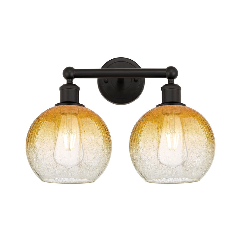 Innovations Brookhaven Globe 17in 2-Light Bath Vanity | Industrial Oil Rubbed Bronze Steel and Amber Glass | Bathroom & Powder | Model 616-2W-OB-G483-8AM