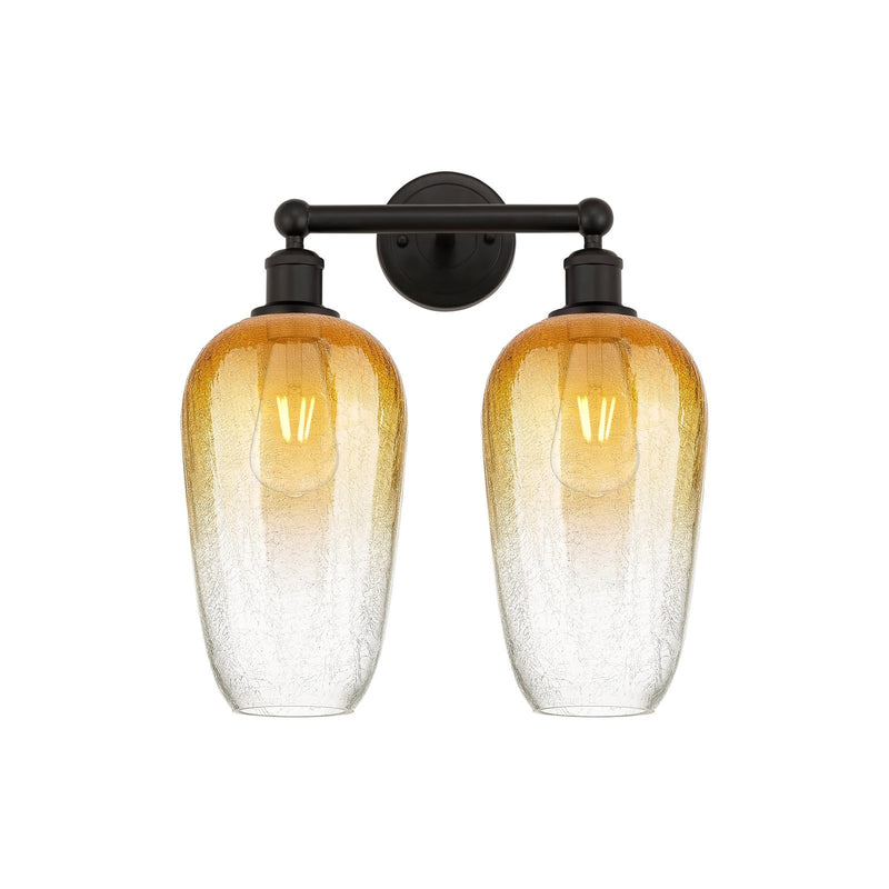 Innovations Brookhaven Flute 16in 2-Light Bath Vanity Light | Industrial Oil Rubbed Bronze Steel and Amber Glass | Bathroom | Model 616-2W-OB-G484-7AM