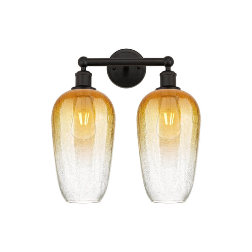 Innovations Brookhaven Flute 16in 2-Light Bath Vanity Light | Industrial Oil Rubbed Bronze Steel and Amber Glass | Bathroom | Model 616-2W-OB-G484-7AM