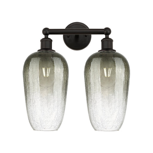 Innovations Brookhaven Flute 16in 2-Light Bath Vanity Light | Industrial Oil Rubbed Bronze Steel and Slate Glass | Bathroom | Model 616-2W-OB-G484-7SL