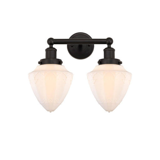 Innovations Bullet 16in 2-Light Bath Vanity Light | Industrial Oil Rubbed Bronze and Matte White Frosted Glass | Bathroom Vanity | Model 616-2W-OB-G661-7