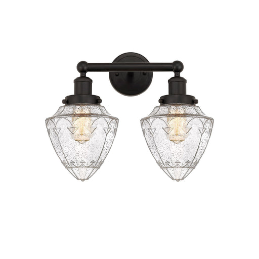 Innovations Bullet 16in 2-Light Bath Vanity Light | Industrial Oil Rubbed Bronze and Seedy Glass | Bathroom Vanity | 16 x 8 x | Model 616-2W-OB-G664-7