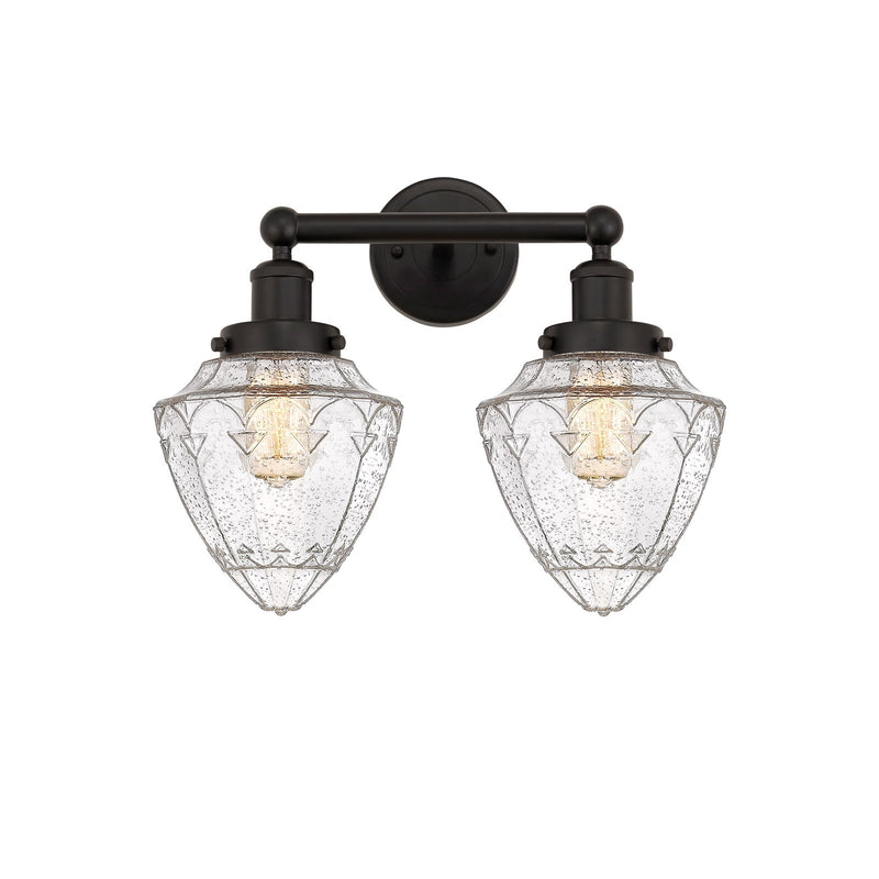 Innovations Bullet 16in 2-Light Bath Vanity Light | Industrial Oil Rubbed Bronze and Seedy Glass | Bathroom Vanity | 16 x 8 x | Model 616-2W-OB-G664-7