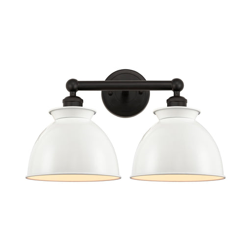 Innovations Adirondack 17in 2-Light Bath Vanity | Industrial Farmhouse Oil Rubbed Bronze and Glossy White Metal Shade | Bathroom | Model 616-2W-OB-M14-W