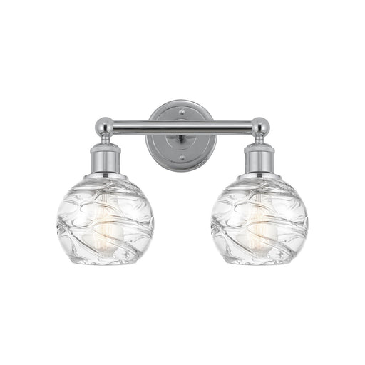 Innovations Athens Deco Swirl 15in 2-Light Bath Vanity Light | Industrial Modern Polished Chrome and Clear Deco Swirl Glass | Model 616-2W-PC-G1213-6CL