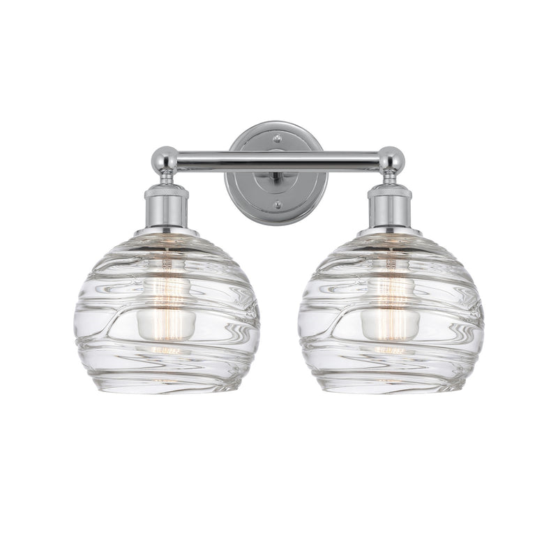 Innovations Athens Deco Swirl 17in 2-Light Bath Vanity Light | Industrial Polished Chrome and Clear Deco Swirl Glass | Model 616-2W-PC-G1213-8CL