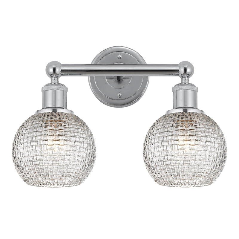 Innovations Athens 15in 2-Light Bath Vanity Light | Modern Farmhouse Polished Chrome and Clear Basket Weave Glass | Bathroom | Model 616-2W-PC-G122C-6CL