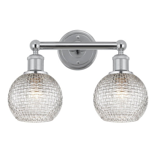 Innovations Athens 15in 2-Light Bath Vanity Light | Modern Farmhouse Polished Chrome and Clear Basket Weave Glass | Bathroom | Model 616-2W-PC-G122C-6CL