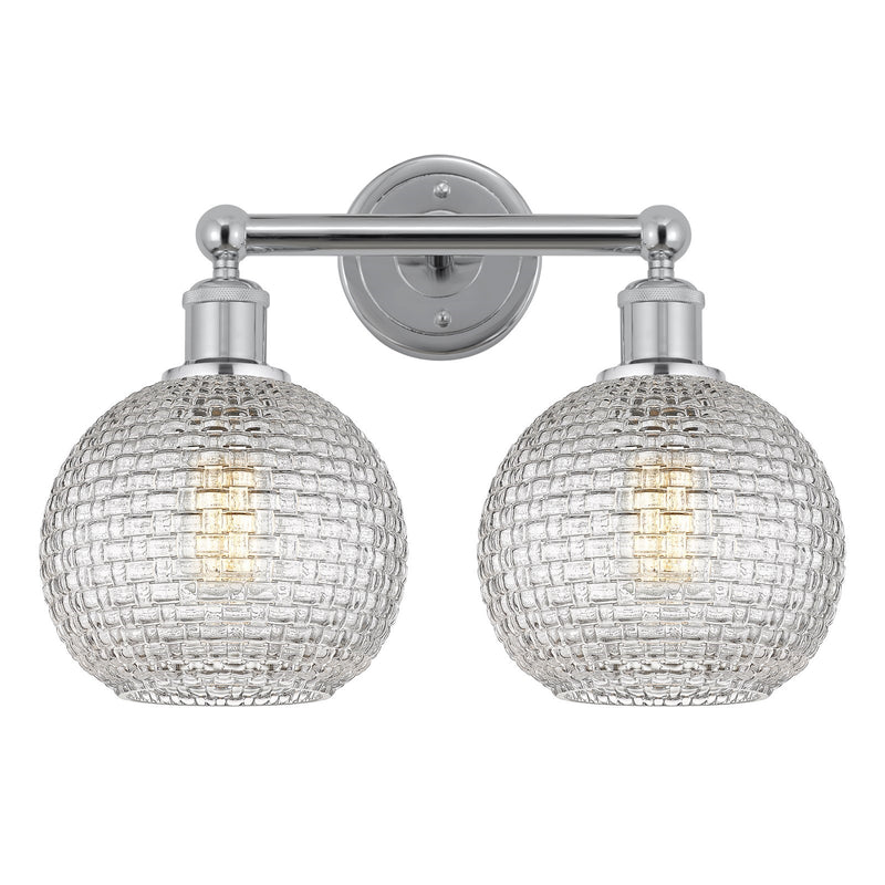 Innovations Athens 17in 2-Light Bath Vanity | Modern Farmhouse Polished Chrome and Clear Basket Weave Glass | Bathroom Vanity | Model 616-2W-PC-G122C-8CL