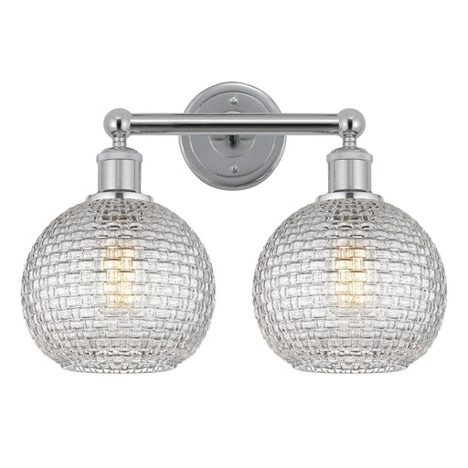 Innovations Athens 17in 2-Light Bath Vanity | Modern Farmhouse Polished Chrome and Clear Basket Weave Glass | Bathroom Vanity | Model 616-2W-PC-G122C-8CL
