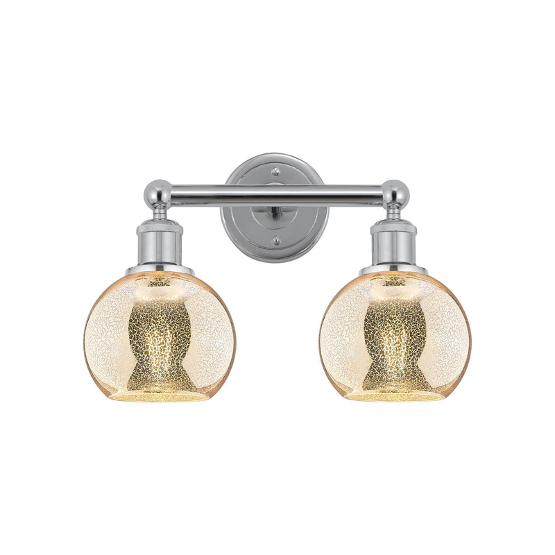 Innovations Athens 15in 2-Light Bath Vanity | Industrial Polished Chrome Steel and Mercury Glass | Bathroom Vanity Light | 14.88 | Model 616-2W-PC-G128-6