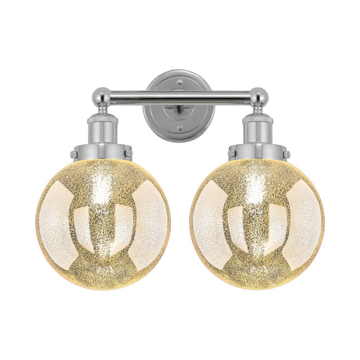 Innovations Beacon 17in 2-Light Bath Vanity Light | Art Nouveau Polished Chrome and Mercury Ribbed Glass | Bathroom Vanity | 17 x | Model 616-2W-PC-G208-8