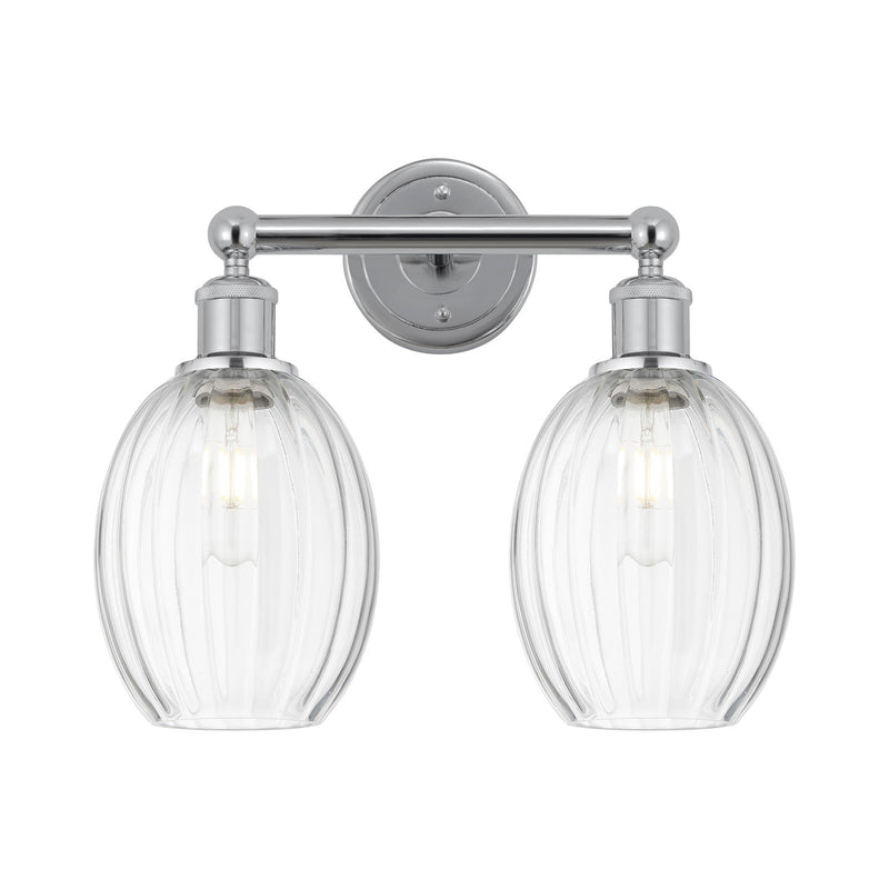 Innovations Preston Bulb 15in 2-Light Bath Vanity | Industrial Modern Polished Chrome and Clear Glass | Bathroom & Powder Room | Model 616-2W-PC-G459-6CL