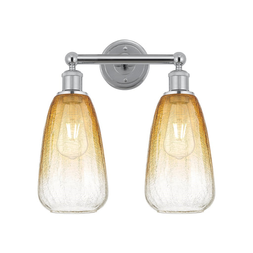 Innovations Brookhaven Almond 15in 2-Light Bath Vanity Light | Industrial Polished Chrome and Amber Glass | Bathroom Vanity | Model 616-2W-PC-G480-6AM