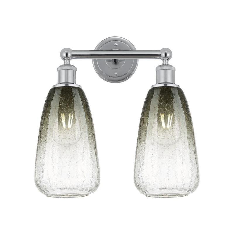 Innovations Brookhaven Almond 15in 2-Light Bath Vanity Light | Industrial Polished Chrome Steel and Slate Glass | Bathroom | Model 616-2W-PC-G480-6SL