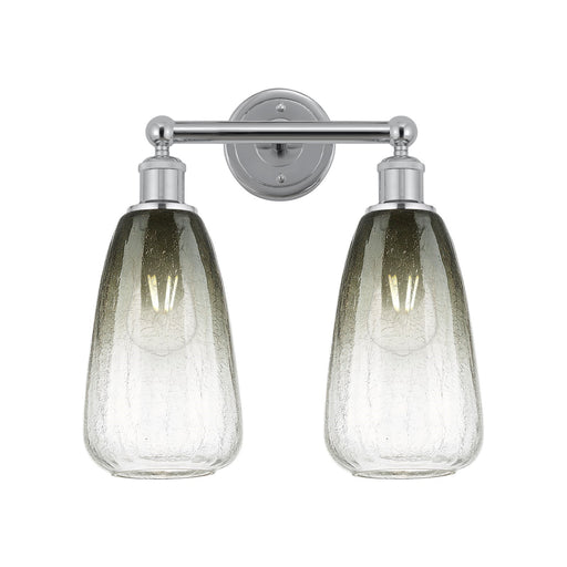 Innovations Brookhaven Almond 15in 2-Light Bath Vanity Light | Industrial Polished Chrome Steel and Slate Glass | Bathroom | Model 616-2W-PC-G480-6SL