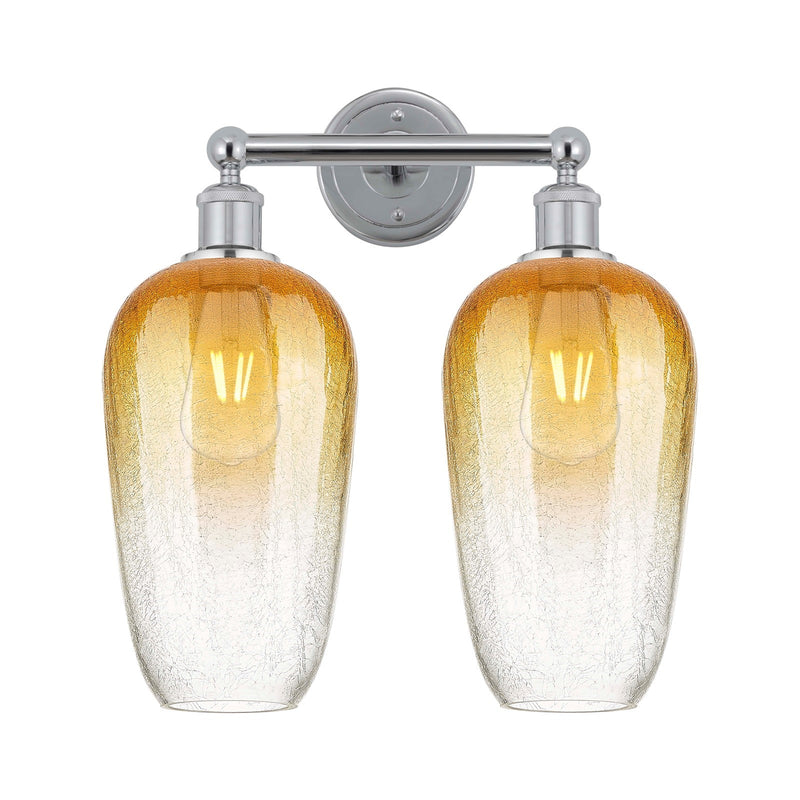 Innovations Brookhaven Flute 16in 2-Light Bath Vanity | Industrial Modern Polished Chrome and Amber Glass | Damp Rated Bathroom | Model 616-2W-PC-G484-7AM