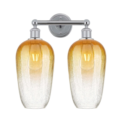Innovations Brookhaven Flute 16in 2-Light Bath Vanity | Industrial Modern Polished Chrome and Amber Glass | Damp Rated Bathroom | Model 616-2W-PC-G484-7AM