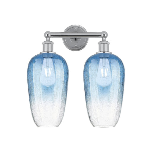Innovations Brookhaven Flute 16in 2-Light Bath Vanity | Industrial Modern Contempo Polished Chrome and Sapphire Blue Glass | Model 616-2W-PC-G484-7SB