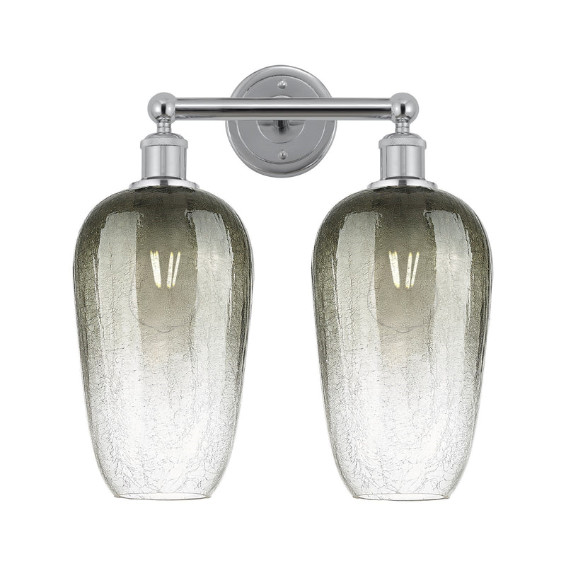 Innovations Brookhaven Flute 16in 2-Light Bath Vanity | Industrial Modern Contempo Polished Chrome and Slate Glass | Bathroom | Model 616-2W-PC-G484-7SL