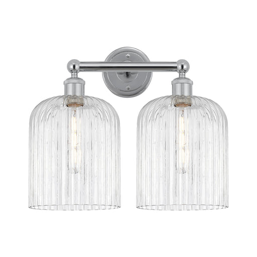 Innovations Bridal Veil 14in 2-Light Bath Vanity | Art Nouveau Polished Chrome and Clear Ribbed Bell Glass | Bathroom & Powder | Model 616-2W-PC-G559-8CL