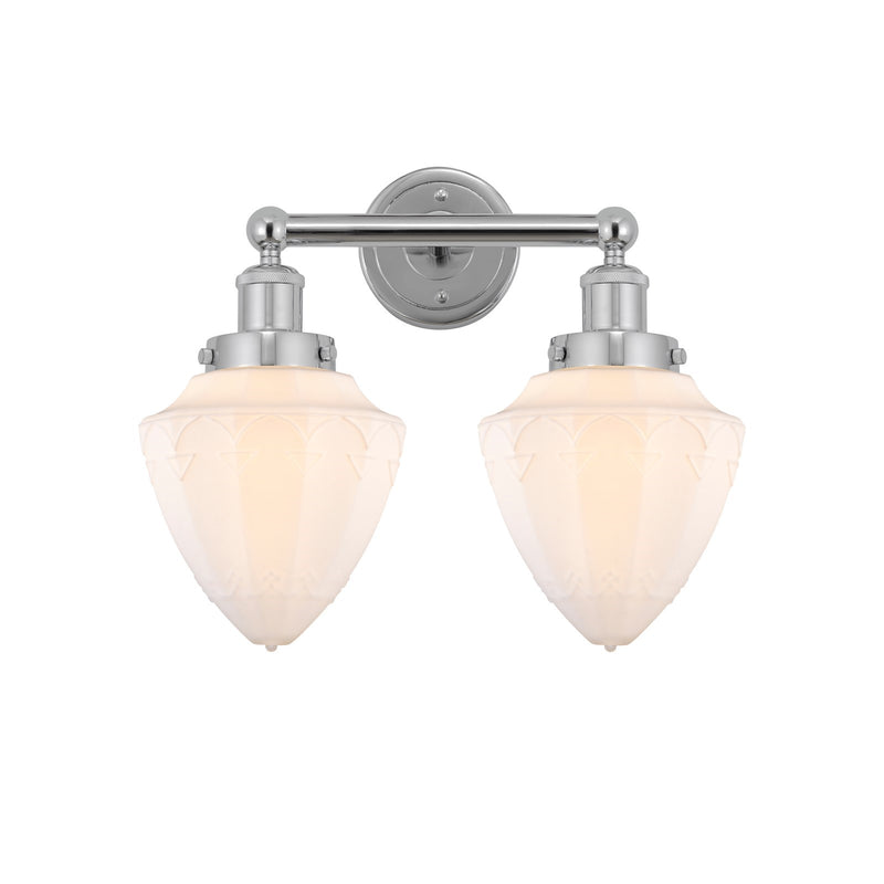 Innovations Bullet 16in 2-Light Bath Vanity Light | Industrial Polished Chrome and Matte White Frosted Glass | Kitchen & Bathroom | Model 616-2W-PC-G661-7