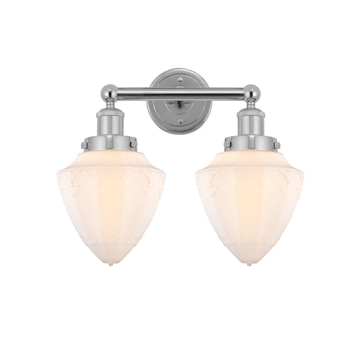 Innovations Bullet 16in 2-Light Bath Vanity Light | Industrial Polished Chrome and Matte White Frosted Glass | Kitchen & Bathroom | Model 616-2W-PC-G661-7