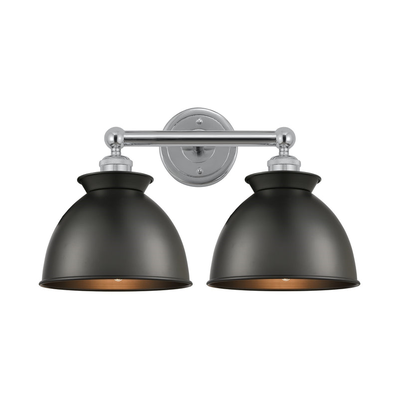 Innovations Adirondack 17in 2-Light Bath Vanity Light | Industrial Farmhouse Polished Chrome and Matte Black Metal Shade | Model 616-2W-PC-M14-BK