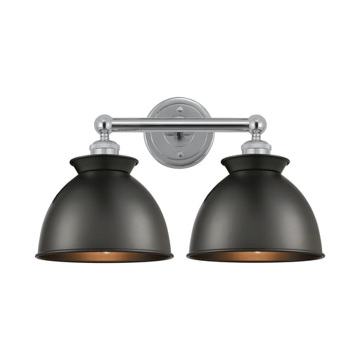 Innovations Adirondack 17in 2-Light Bath Vanity Light | Industrial Farmhouse Polished Chrome and Matte Black Metal Shade | Model 616-2W-PC-M14-BK