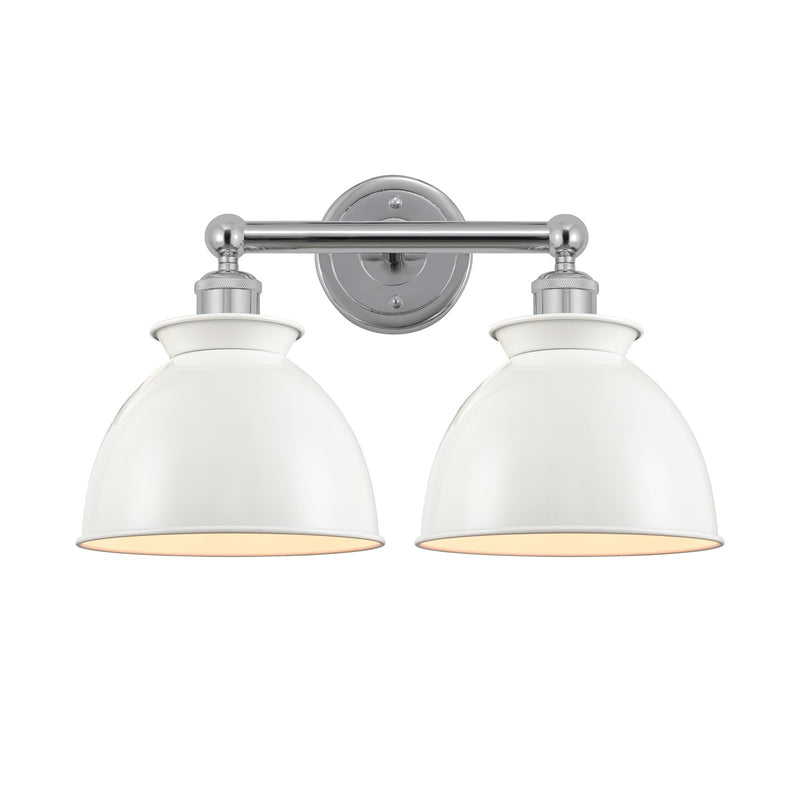 Innovations Adirondack 17in 2-Light Bath Vanity | Industrial Farmhouse Polished Chrome and Glossy White Metal Shade | Bathroom | Model 616-2W-PC-M14-W